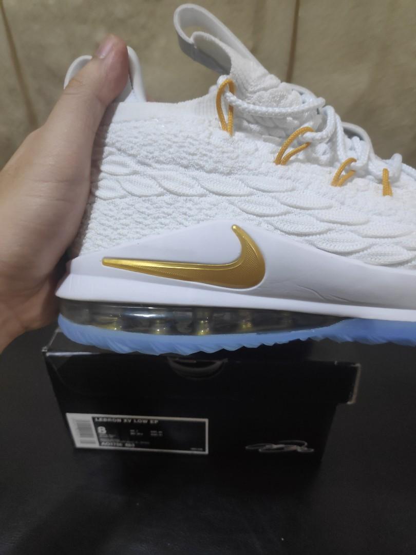 Nike Lebron 15 Low White Gold Men Size 8 US