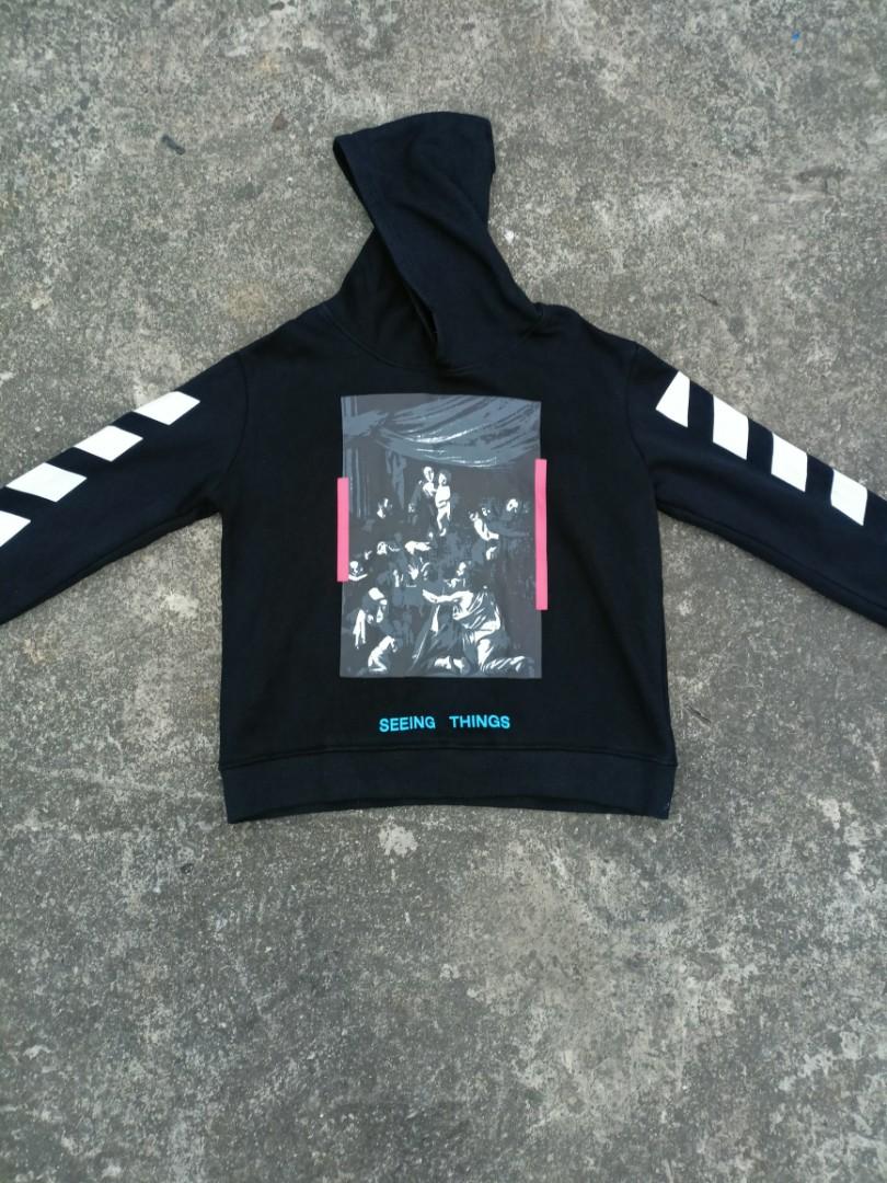 Off white hoodie (cut Men's Fashion, Coats, Jackets and Outerwear on