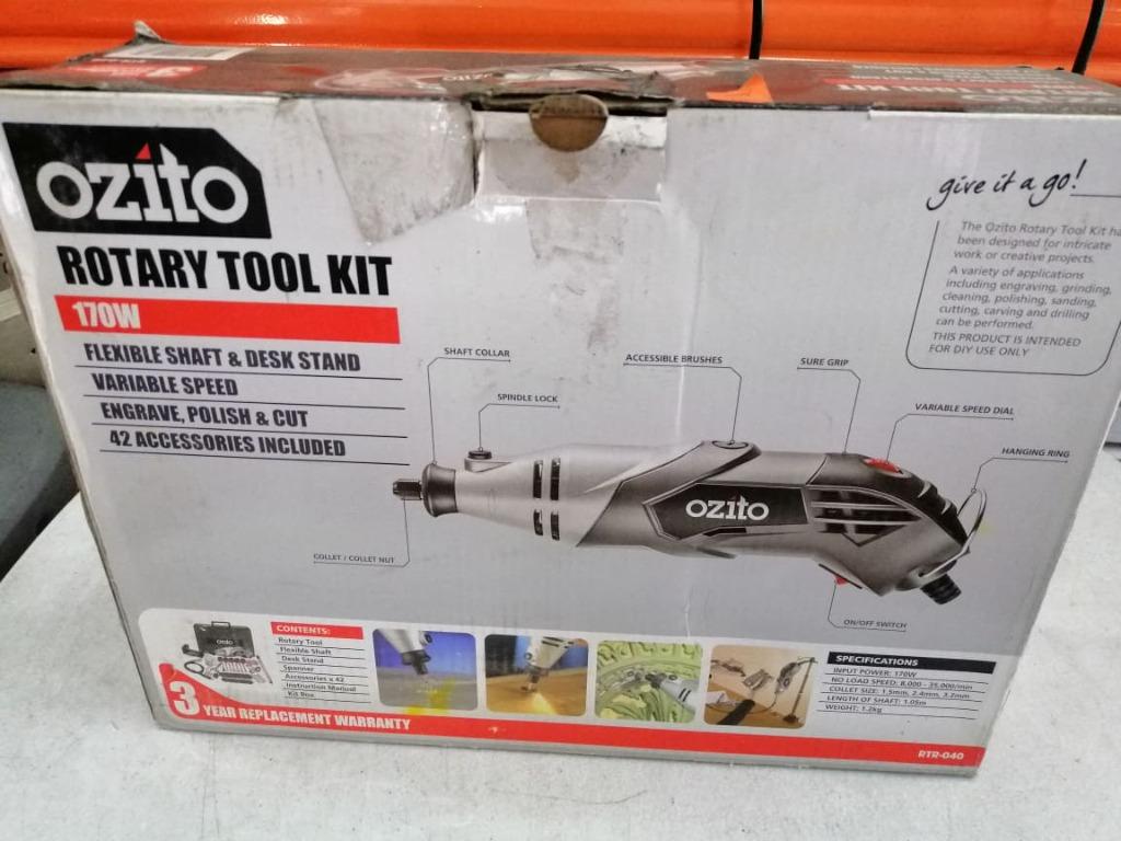 Ozito Rotary Tool Kit 170W (Category: Construction Tools & Equipment) located in San Pedro. Submitted by aus-plus (Listing ID 1138603643, Image 1). Description: Ozito Rotary Tool Kit 170W.