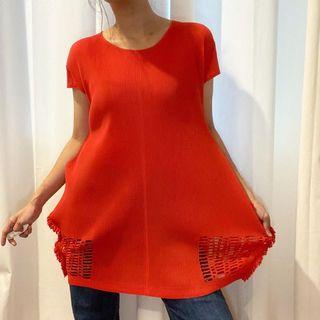 PLEATS PREMIUM TOP ATASAN RED ORANGE PLISKET PLEATED