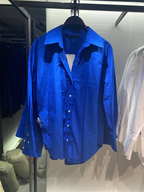 Poplin shirt Zara, Women's Fashion, Tops, Shirts on Carousell