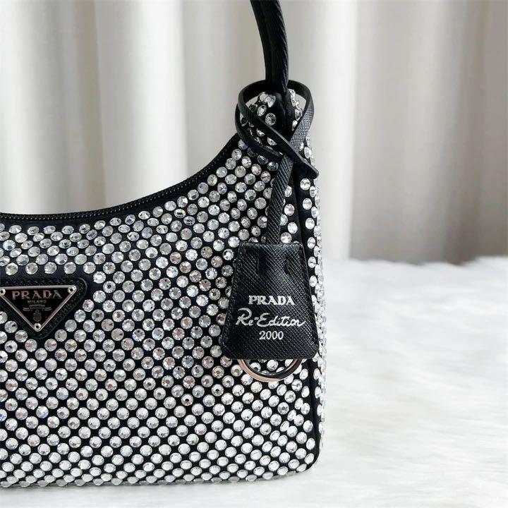 Prada Satin Crystal Mini Re-Edition 2000 Bag - LVLENKA Luxury Consignment