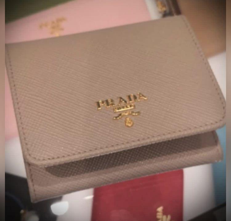 Prada Saffiano Wallet beige color