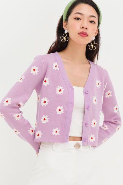 Purple 2024 floral cardigan
