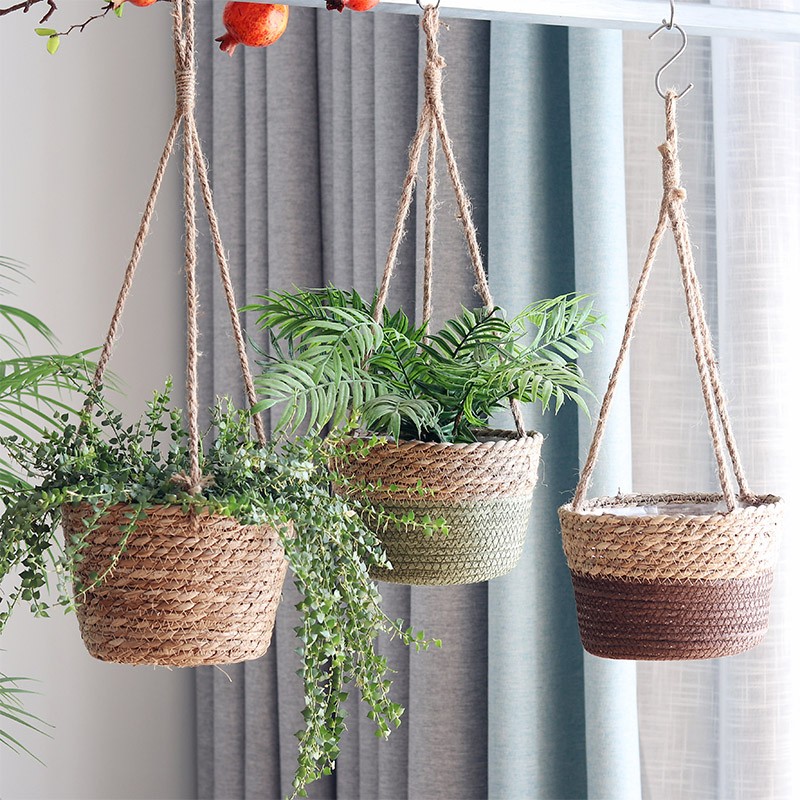 Rattan Hanging Planter Basket, Furniture & Home Living, Gardening, Pots