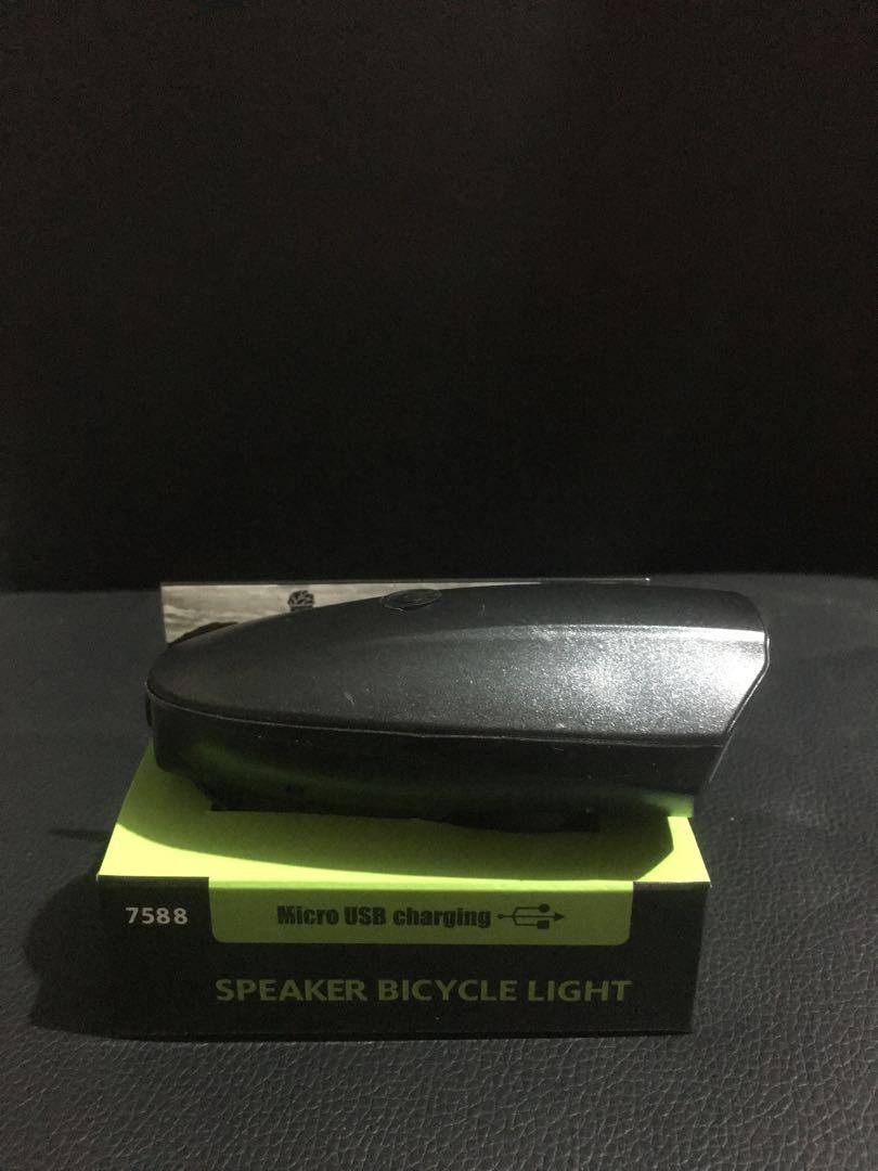 Rechargeable Bicycle Light with Speaker Horn (Category: Bicycles) located in Manila. Submitted by dl_online_shop (Listing ID 1138582076, Image 3). Description: Rechargeable Bicycle Light with Speaker Horn - Quality Speakers (Loud Horn) - Charging time: 2.5 hours - Mode of lights : Glare, Low light, Strobe - Micro USB Charging - Different modes of Horn .