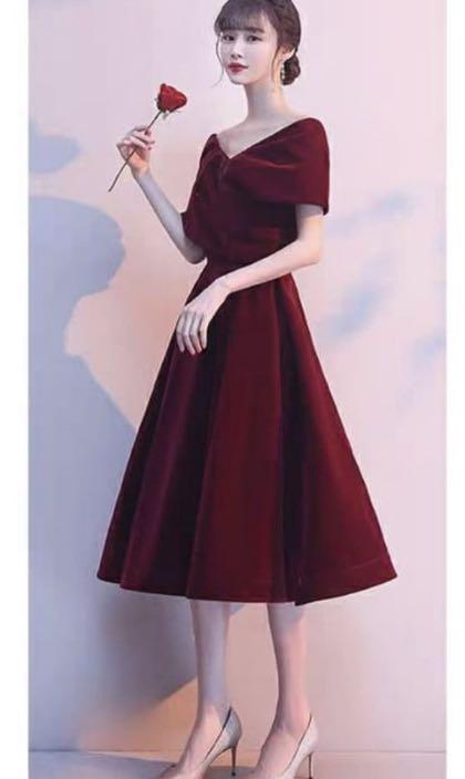 Red velvet evening gown. Red dress. Red velvet semi formal dress