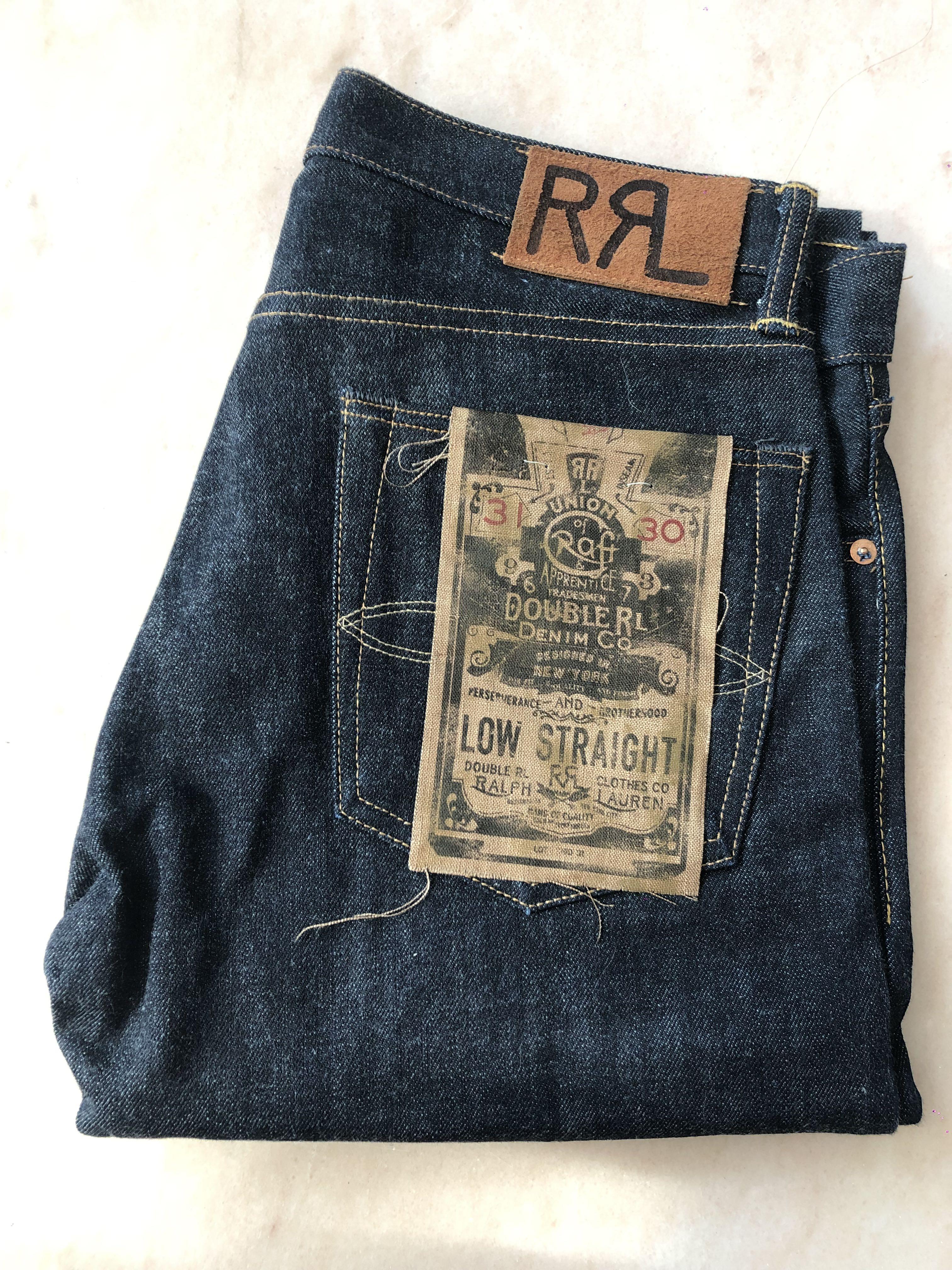 RRL Low Straight Denim Unwashed Made in USA, 男裝, 褲＆半截
