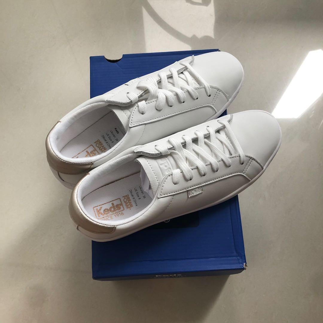 Sepatu keds ace leather white champagne 