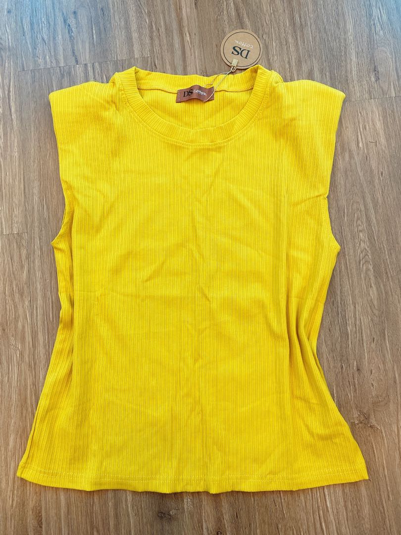 Shoulder Pad Top, Women's Fashion, Tops, Sleeveless on Carousell