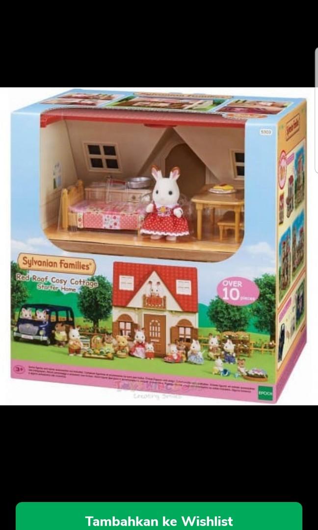 sylvanian families rumah boneka house red cozy cottage kelinci
