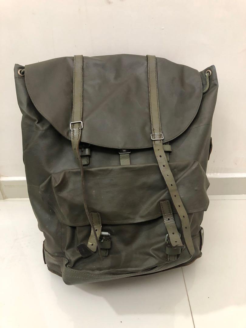 Vintage Swiss military army rucksack backpack black
