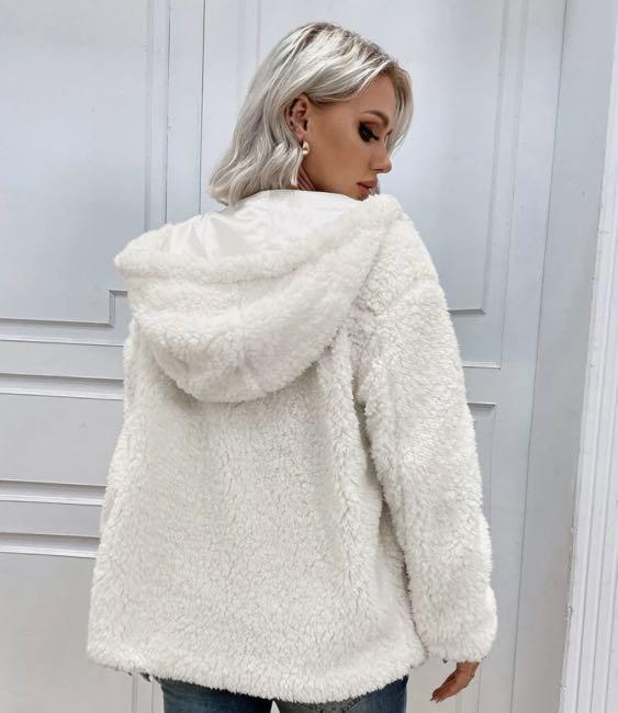 White teddy fur jacket outlet