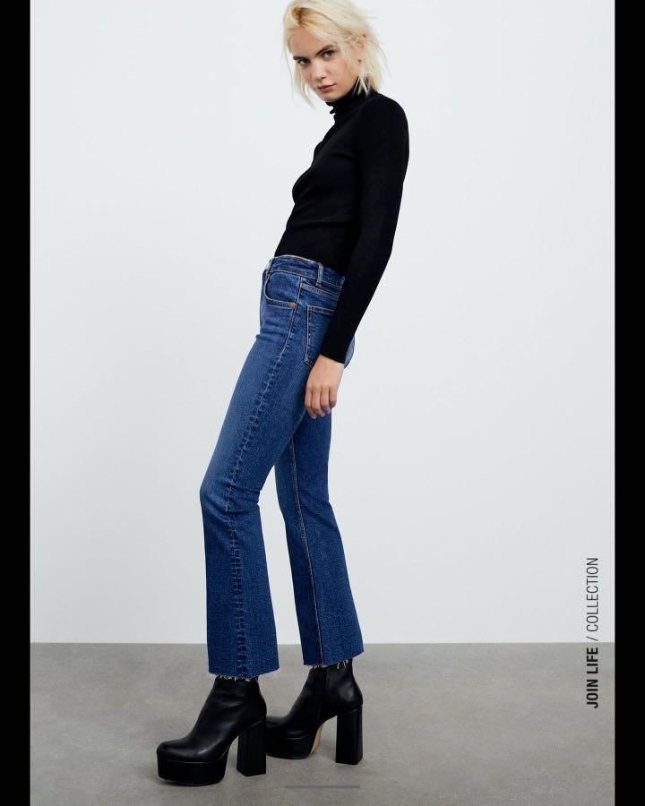 Zara cropped flare jeans, Women's Fashion, Bottoms, Jeans on Carousell