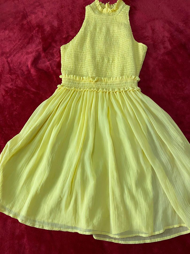 ZARA yellow dress halter neck, Women's Fashion, Dresses u0026 Sets, Dresses on  Carousell