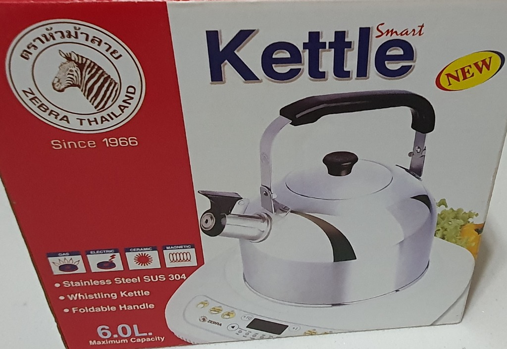 Zebra 6L Whistling Kettle Stainless Steel SUS 304, TV & Home Appliances