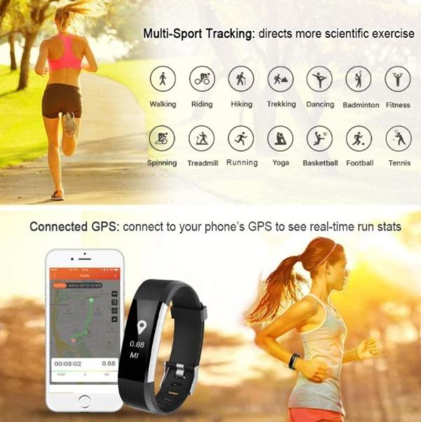 70E LETSFIT Fitness Tracker Color HR Activity Tracker Watch with Heart Rate Monitor Waterproof Smart Fitness Band