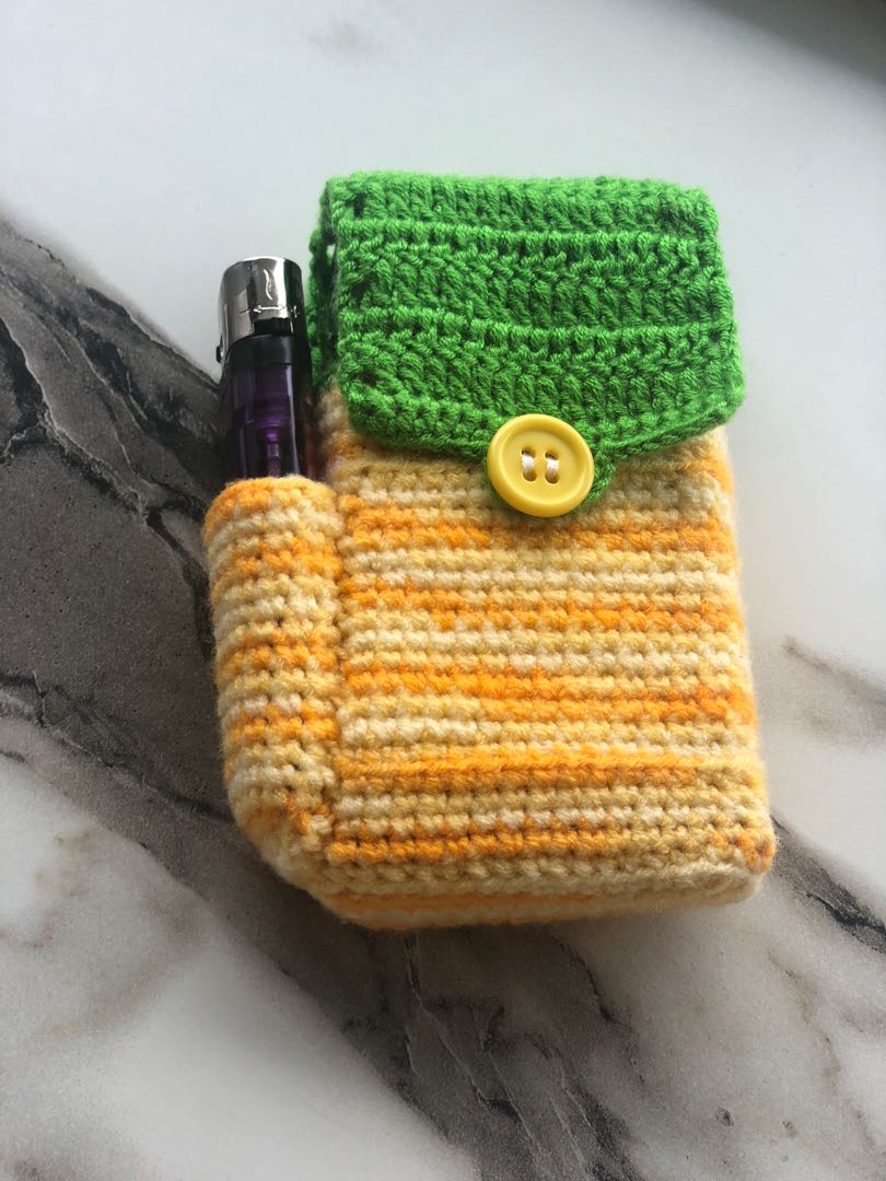 crochet cigarette box 🧶 Crochet Cigarette box case & lighter holder, Hobbies & Toys, Stationery  & Craft, Handmade Craft on Carousell