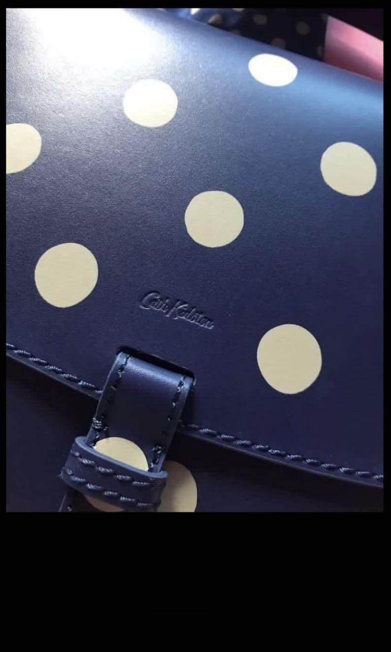 Authentic Cath Kidston Polka Dots Leather Sling Cross Body Bag