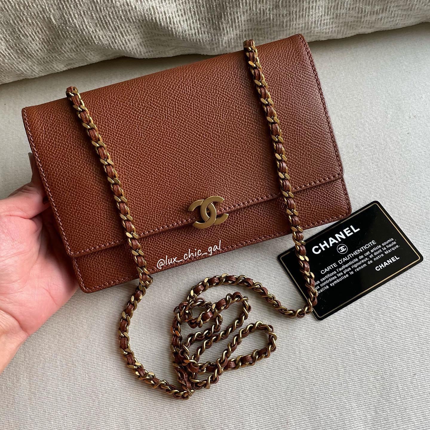 AUTHENTIC CHANEL Caramel Caviar Wallet on Chain WOC Matte 24k Gold Hardware  🤎 ‼️FIXED PRICE‼️