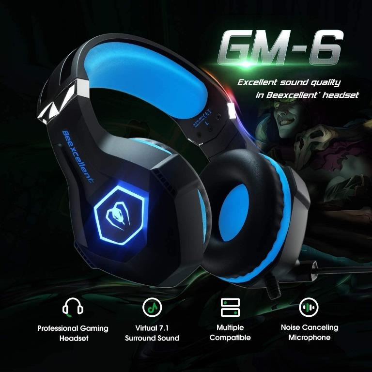 Beexcellent Upgrade Version GM6 Gaming Headset for PC, PS4, Xbox One