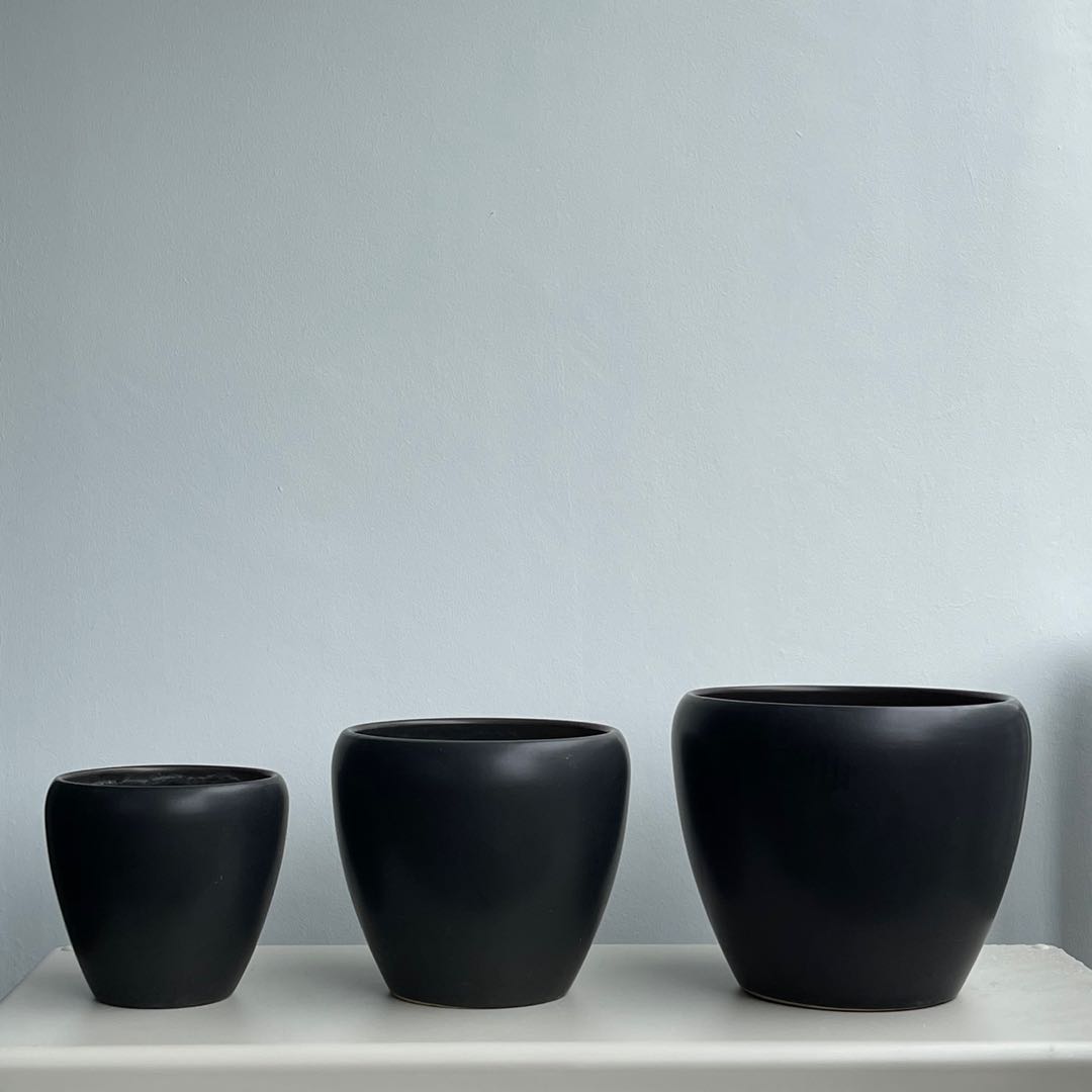 Black Ceramic Planter Pots, Furniture & Home Living, Gardening, Pots