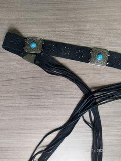 Black Suede Leather Turquoise Boho Belt