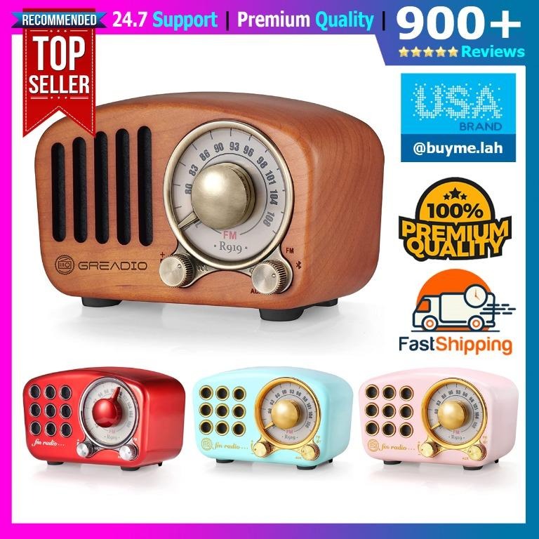 Retro Bluetooth Speaker, Vintage Radio-Greadio FM Radio with Old Fashioned  Classic Style, Strong Bass Enhancement, Loud Volume, Bluetooth 5.0 Wireless