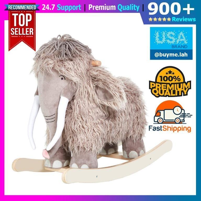 BML labebe Plush Rocking Horse Mammoth Rocker Stuffed Rocker Toy for Child 1 3 Year Old Kid Ride On Toy Wooden Rocking Animal for Infant Toddler Girl Boy Nursery Birthday Gift Babies Kids