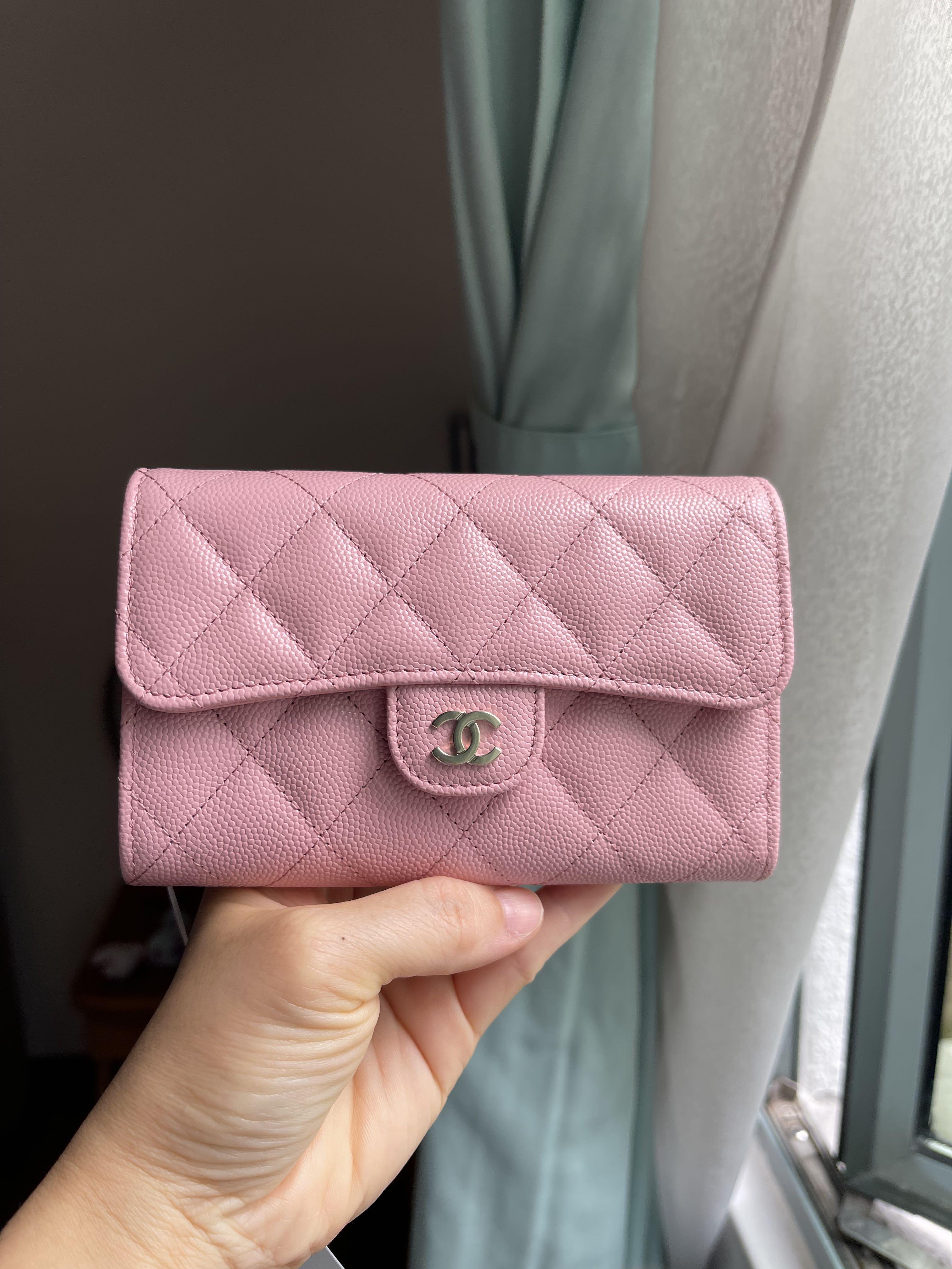 Chanel Pink Quilted Caviar Compact Wallet On Chain, myGemma, SG