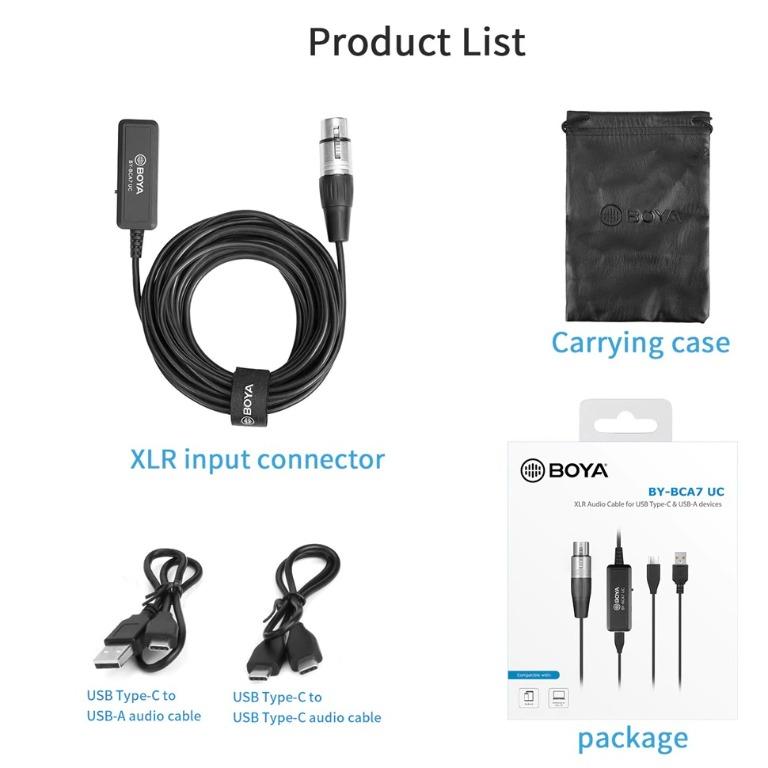 BOYA BYBCA7 UC XLR to USB Android Type C Microphone Audio Cable