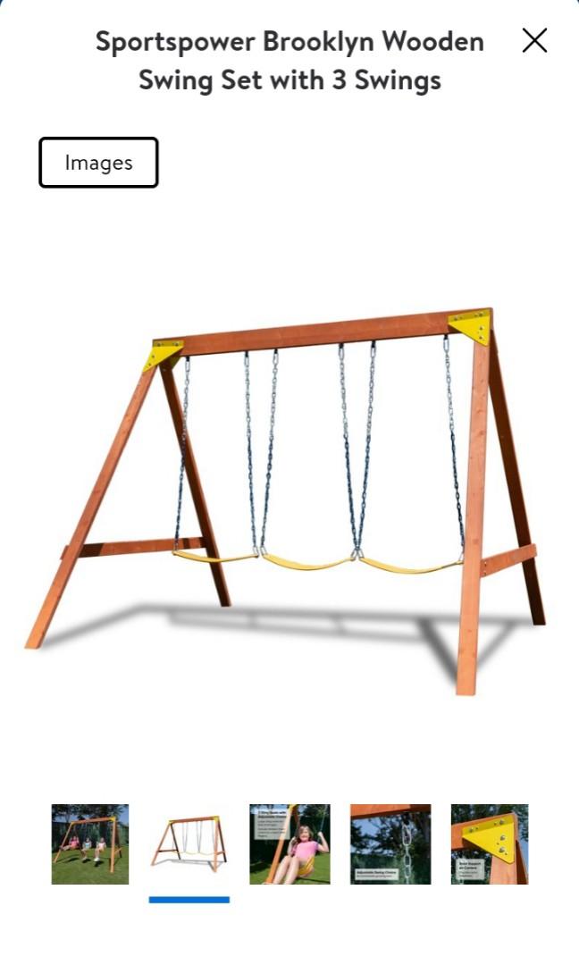 BROOKLYN WOOD SWING SET. 3 SWING, Hobbies & Toys, Toys & Games on Carousell