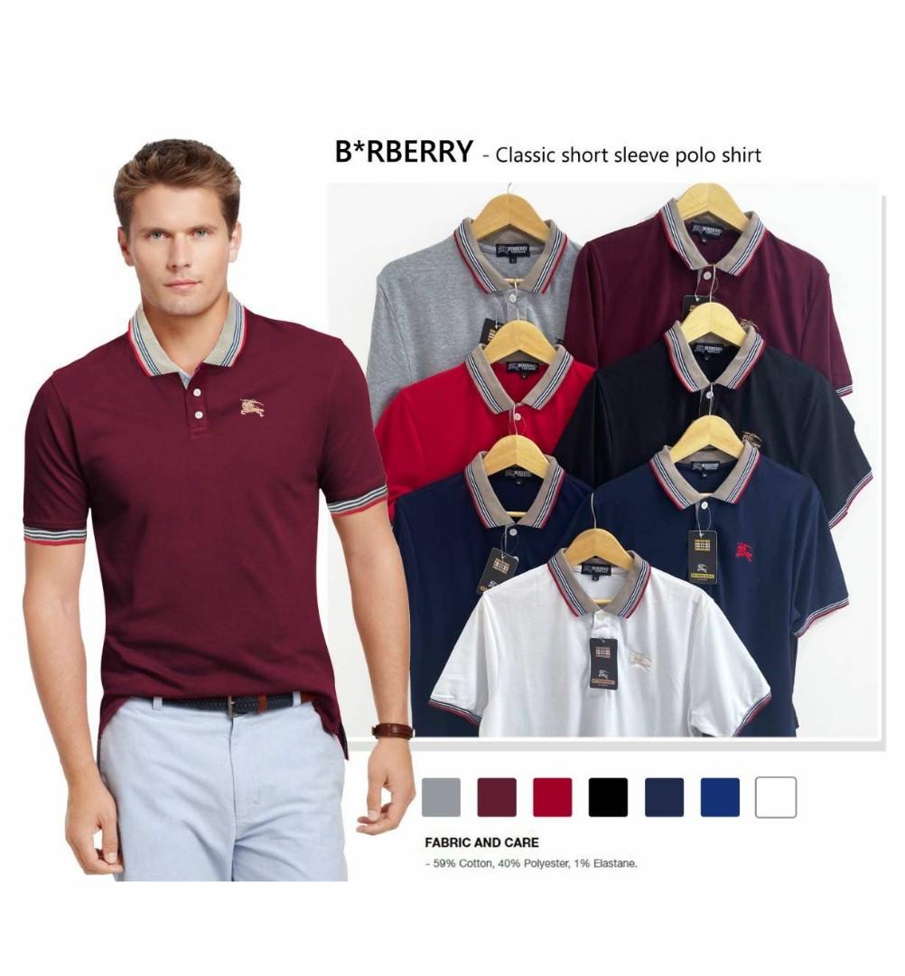 Burberry polo shirt basic, Fesyen Pria 