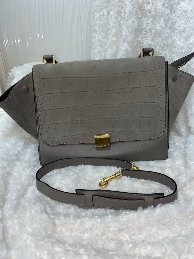 Celine trapeze croc embossed store