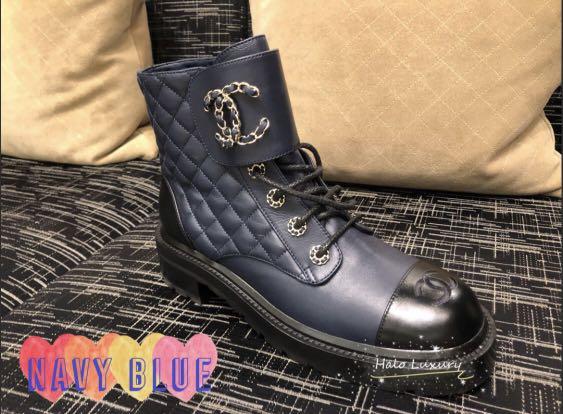 最後補貨！超爆款????全新Chanel leather lace up boots size 37.5, 名牌, 鞋及波鞋-  Carousell