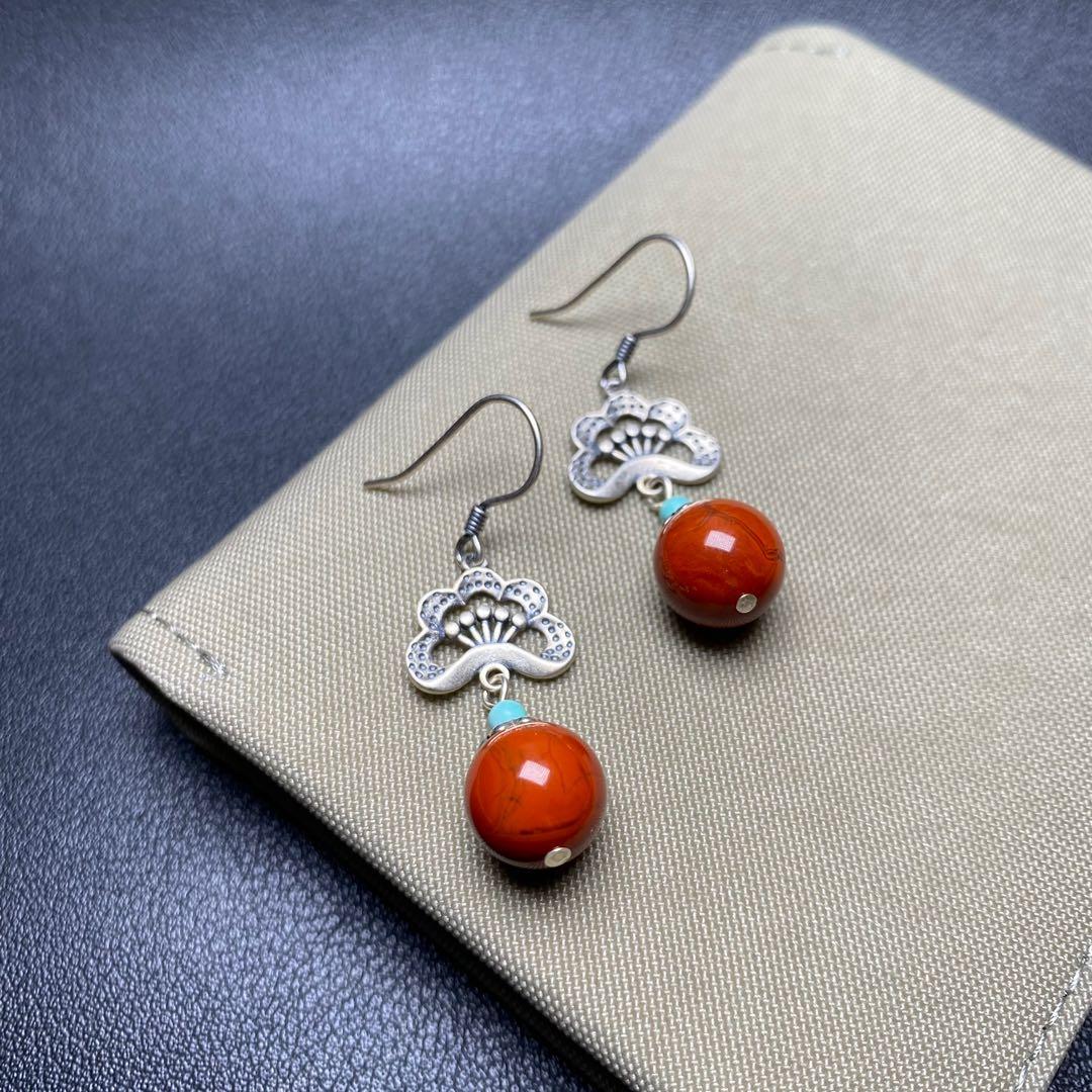 Red agate earrings outlet