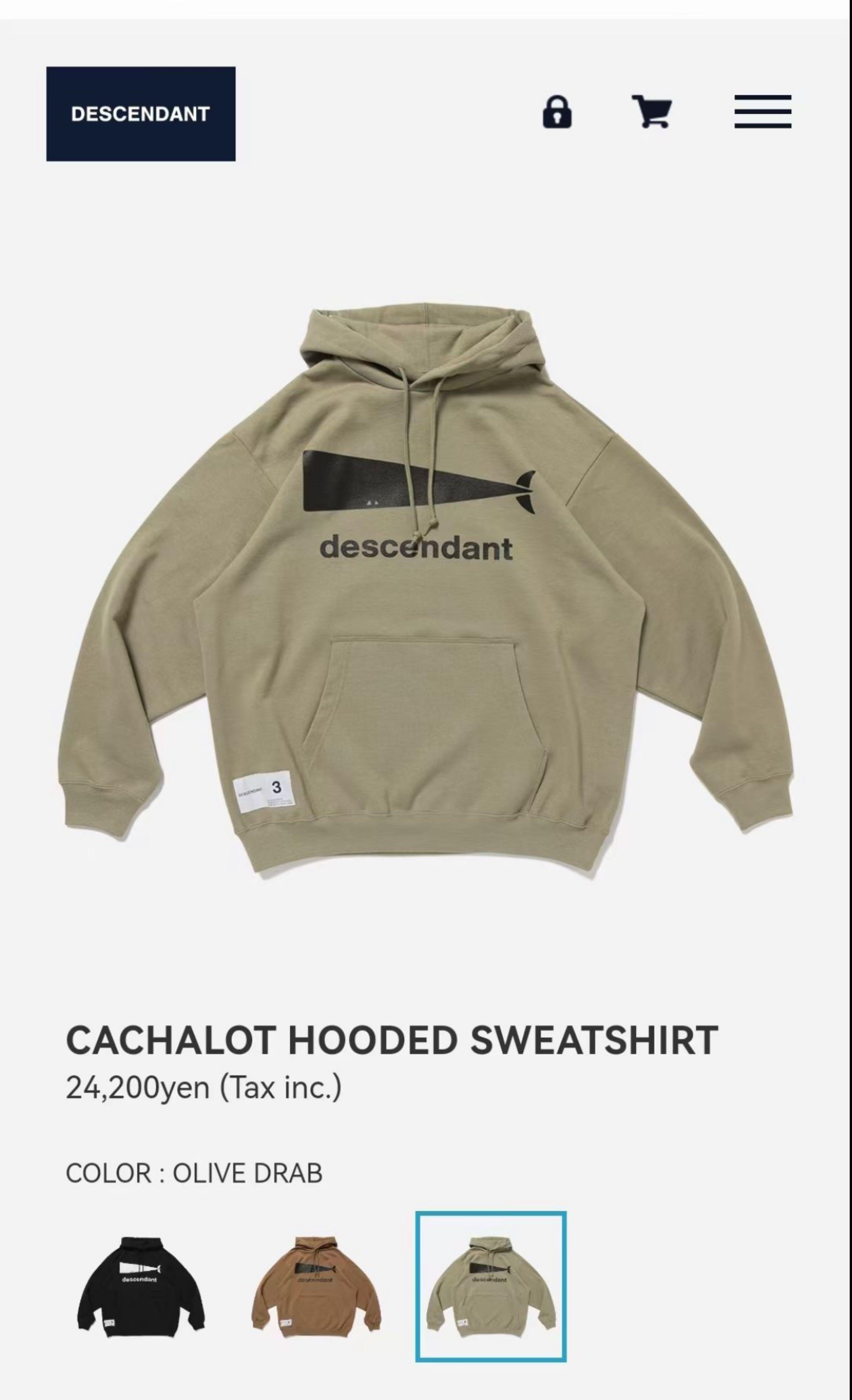 DESCENDANT CACHALOT HOODED SWEAT SHIRT, 男裝, 上身及套裝, 衛衣