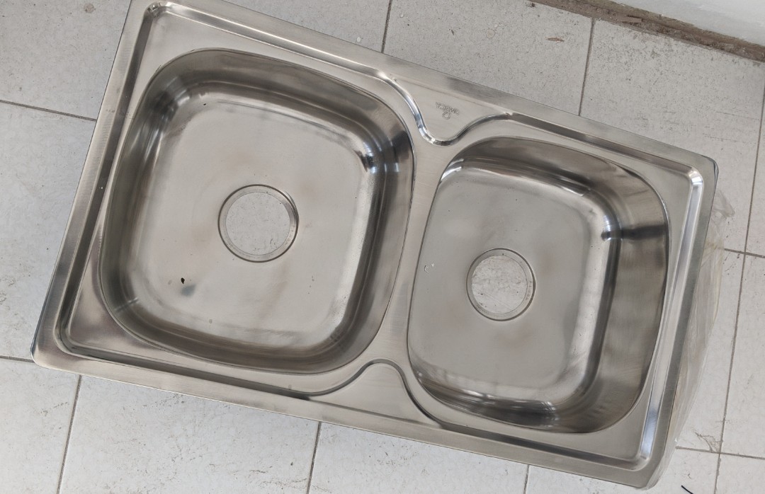 Double bowl sink, Furniture & Home Living, Bathroom & Kitchen ...