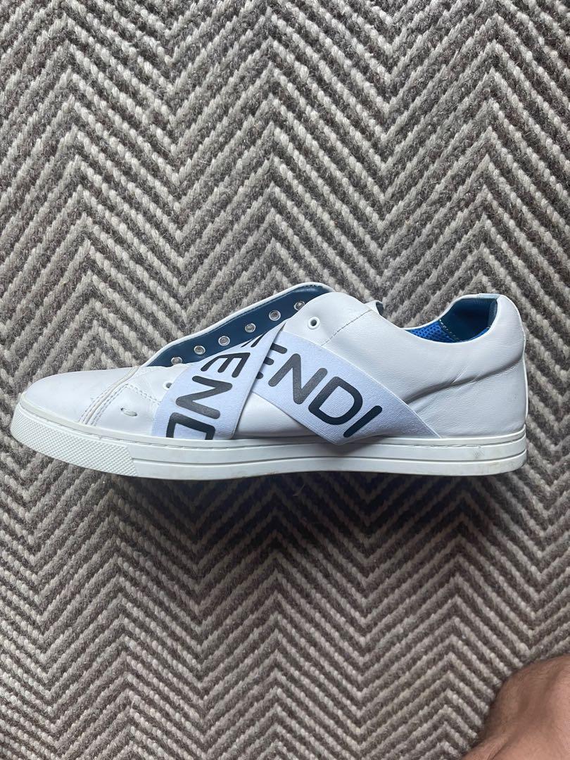 Fendi logo strap leather sneakers clearance