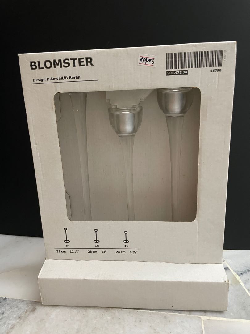 IKEA Blomster Glass Candle holder (set of 3), Furniture & Home Living