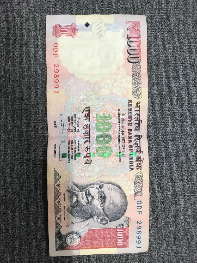 Indian Rupees 1000, Hobbies & Toys, Collectibles & Memorabilia, Currency on Carousell