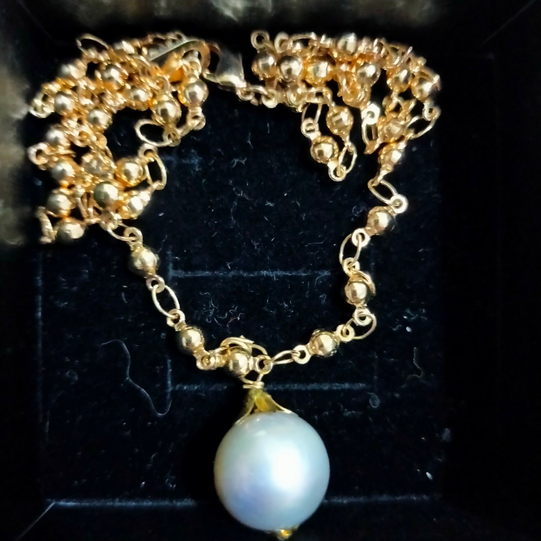Jf14K gold necklace with Pearl pendant