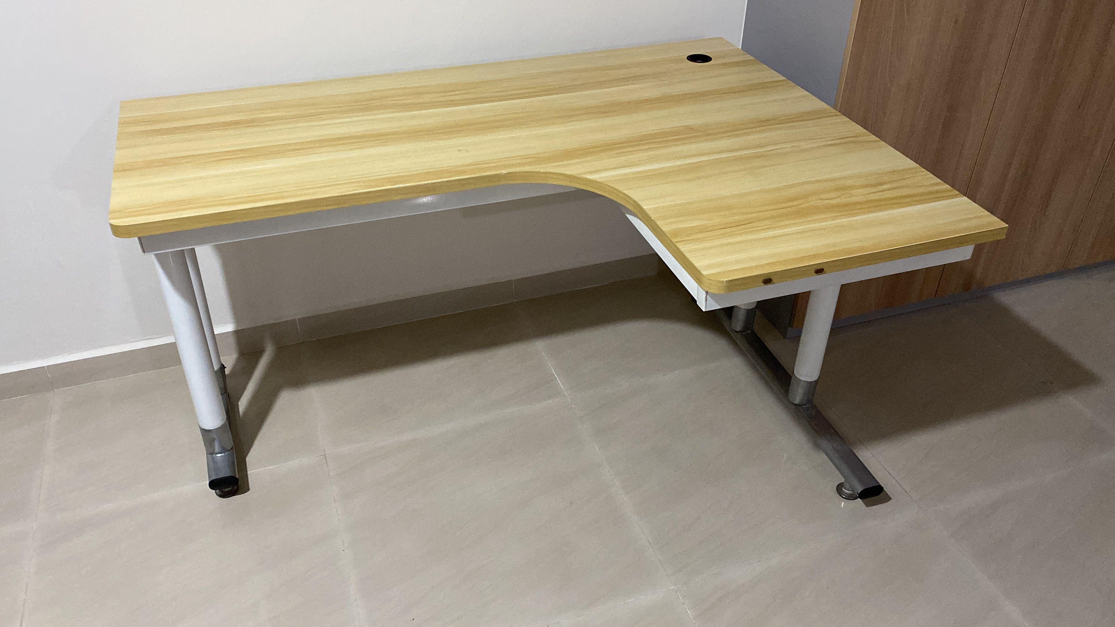 L Shape Table Simple L shaped Study Table -Right 140x100 cm, Furniture & Home Living ...