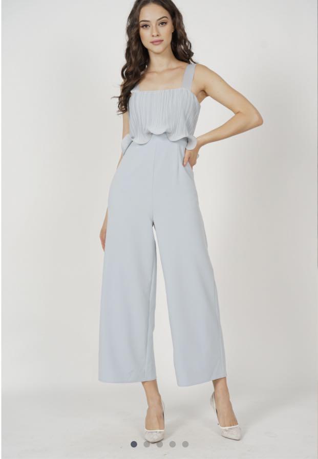 Pleated overlay jumpsuit outlet