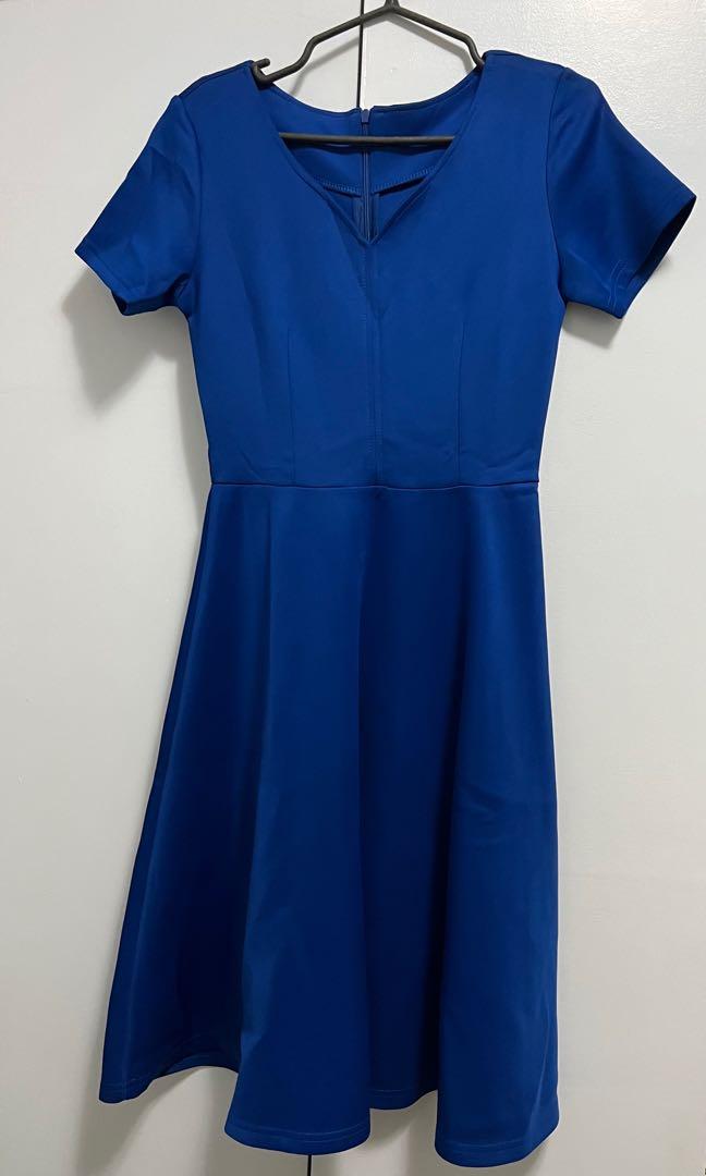 Midi Dress Royal Blue Thrift Market, Women's Fashion, Dresses & Sets