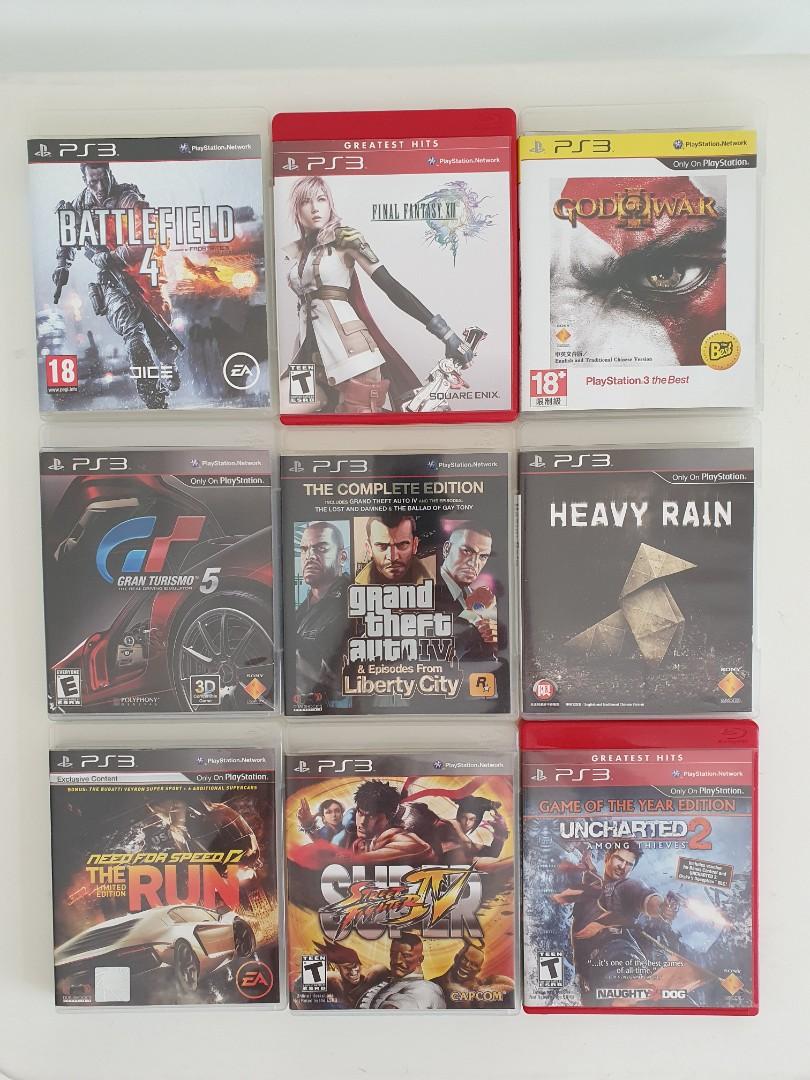 PS3 Games (Battlefield 4 , Final Fantasy XII, God of War III, Gran Turismo  5, Grand Theft Auto IV: Complete Edition, Heavy Rain, Need for Speed: The  ...