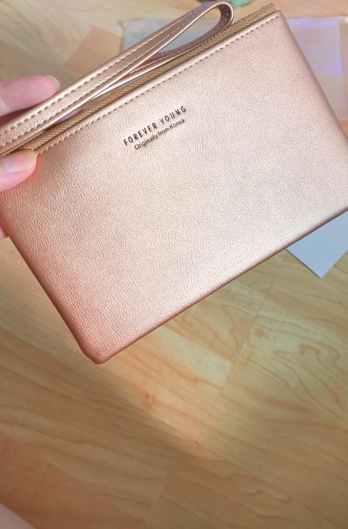 Rose Gold Forever Young wristlet pouch made in Korea Women s