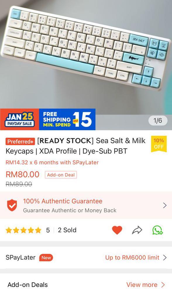 Sea Salt & Milk Keycaps XDA Profile Dyesub PBT, Computers & Tech