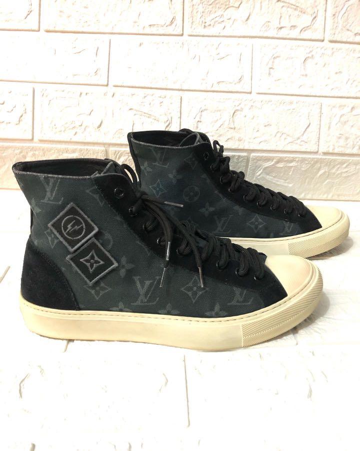 AUTH LOUIS VUITTON LV TATTOO FRAGMENT MEN HIGH TOP SNEAKERS BOOT LV 6.5 /  7.5US