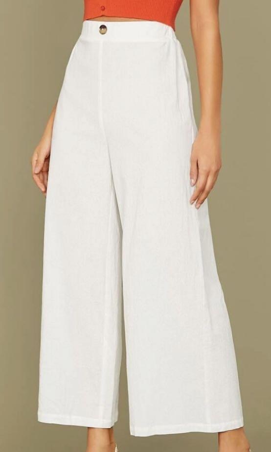 SHEIN Elastic waist palazzo pants, Women's Fashion, Bottoms, Jeans \u0026  Leggings on Carousell